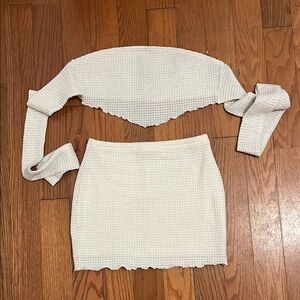 Cream Knit Skirt and Top Set